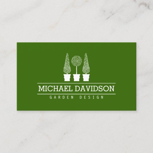 Topiary Trio Gardener Landscaping Green/White Visitekaartje (Voorkant)