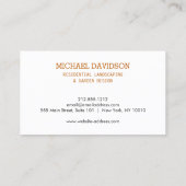 Topiary Trio Tuinman Landscaping Donker Sinaasappe Visitekaartje (Achterkant)