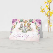 Topical Boho Oerwoud Dieren Paarse Blush Dank u Kaart (Gele Bloem)