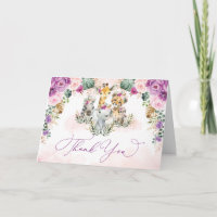 Topical Boho Oerwoud Dieren Paarse Blush Dank u