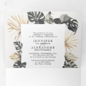 Topical Chic Beach Wedding Tri-Fold Drieluik Uitnodiging (Binnenzijde eerst)