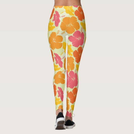 Topical Floral Hibiscus Pattern Leggings (Achterkant)