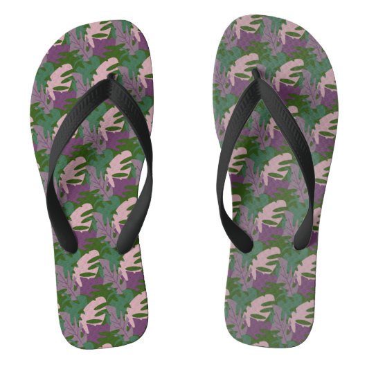 Topical Leaf Monstera Paars Green Teenslippers (Voetbed)