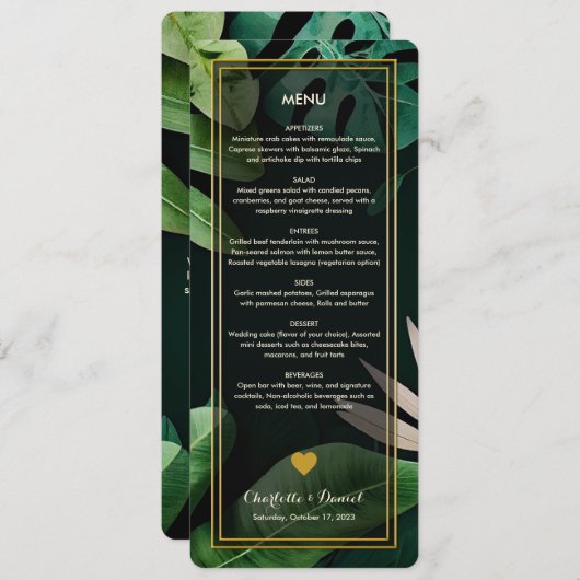 Topical Leaves Pattern | Kaart van het huwelijksme (Voorkant / Achterkant)