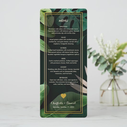 Topical Leaves Pattern | Kaart van het huwelijksme (Staand voorkant)