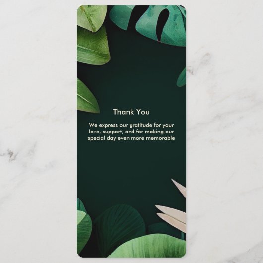 Topical Leaves Pattern | Kaart van het huwelijksme (Achterkant)