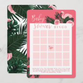 Topical Pink Flamingo Baby shower Bingo Kaart (Voorkant / Achterkant)