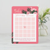 Topical Pink Flamingo Baby shower Bingo Kaart (Staand voorkant)