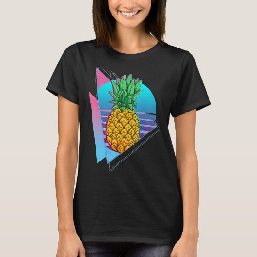 Topical Summer Vacation Pineapple Synthwave 90s Va T-shirt (Voorkant)