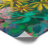 Topinambour Dreams Black Cat Yellow Flowers Pastel Poster (Hoek)