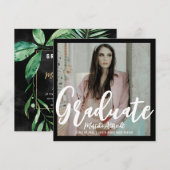 Topisch Leaf | Groen en zwart | Foto-Afstuderen Kaart (Voorkant / Achterkant)