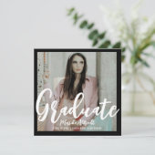 Topisch Leaf | Groen en zwart | Foto-Afstuderen Kaart (Staand voorkant)