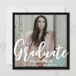 Topisch Leaf | Groen en zwart | Foto-Afstuderen Kaart