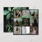 Topisch Leaf | Groen en zwart | Foto-Afstuderen Kaart (Voorkant / Achterkant)