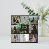 Topisch Leaf | Groen en zwart | Foto-Afstuderen Kaart (Staand voorkant)