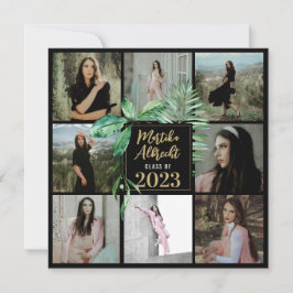 Topisch Leaf | Groen en zwart | Foto-Afstuderen Kaart