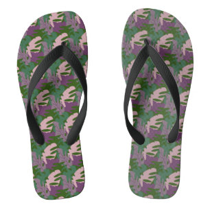 Topische Blad Monstera Paars Groen Teenslippers