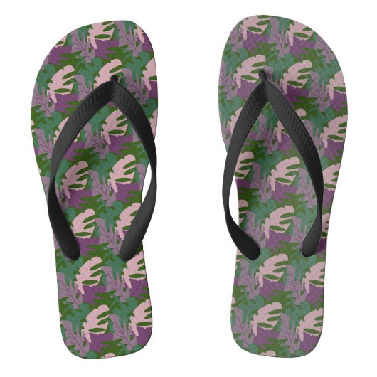 Topische Blad Monstera Paars Groen Teenslippers (Voetbed)