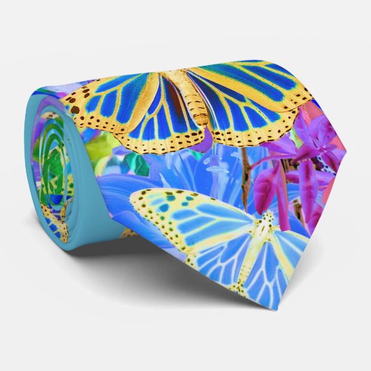 Topische blauw-monoboogvlinders stropdas (Opgerold)