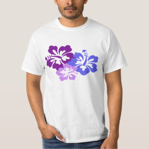 Topische Hibiscus-ventilator in blauw, Paars en Li T-shirt