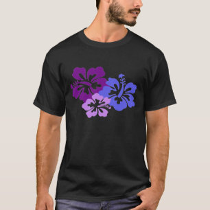Topische Hibiscus-ventilator in blauw, Paars en Li T-shirt