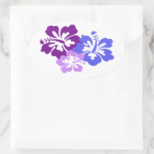 Topische Hibiscusbloem in blauw, Paarse en Lila Ovale Sticker (Tas)