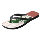 Topische Monstera Terracotta Roze Geruit Teenslippers (Schuin)