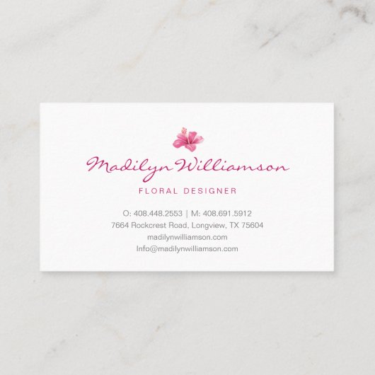 Topische roze Hibiscus Bloemen & Bladerdak Waterve Visitekaartje (Achterkant)