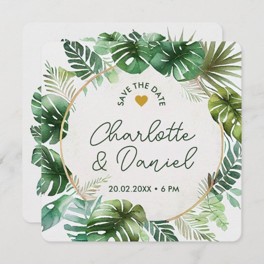 Topische Waterverf afdrukken | Weddenschap | Datum Kaart (Voorkant / Achterkant)