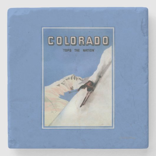 Topjes het Nation - Skiing Promotional Poster Stenen Onderzetter (Voorkant)