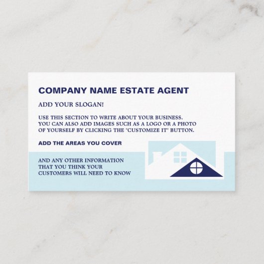 Topjes, makelaar, makelaar Visitekaartje (Achterkant)