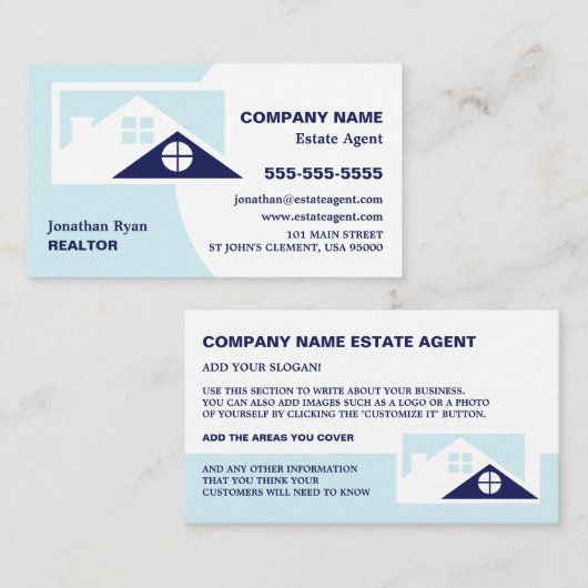 Topjes, makelaar, makelaar Visitekaartje (Voorkant / Achterkant)