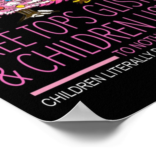 Topjes met kerstbomen luisteren en kinderen luiste poster (Hoek)