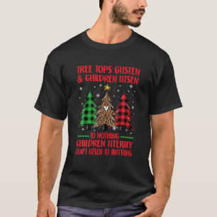 Topjes met kerstbomen luisteren en kinderen luiste t-shirt