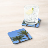 Topjes palmbomen tegen de blauwe hemel bier onderzetter (Rechterzijde)