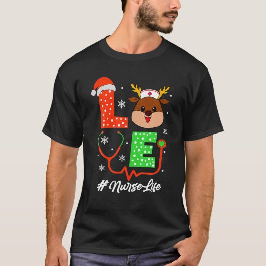 Topjes van de kerstzuster Scrub Funny Reindeer Nur T-shirt (Voorkant)