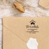 Topjes van gebergte en Spruces Rustic Family of We Zelfinktende Stempel