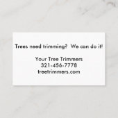 Topjes van gekookte, zeldzame bomen visitekaartje (Achterkant)