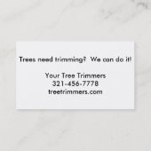 Topjes van gekookte, zeldzame bomen visitekaartje (Achterkant)