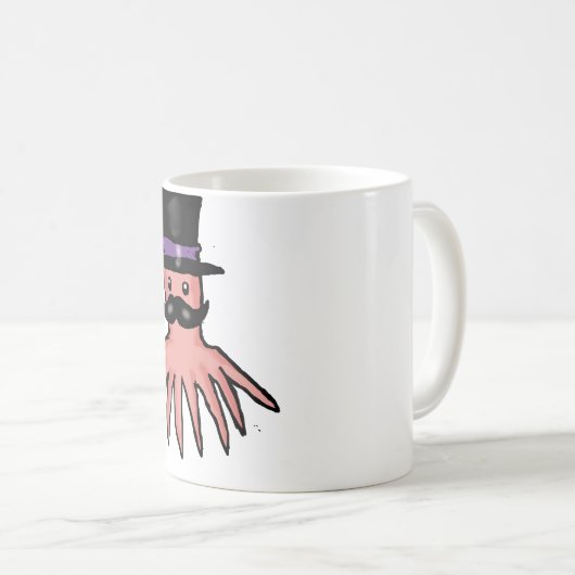 Topkaart en Mok van Mustache Roze Octopus (Voorkant rechts)