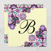 TOPKAPI BLACK WHITE DAMASK MONOGRAM roze goud Kaart (Voorkant / Achterkant)