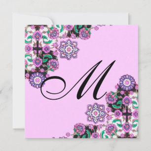 TOPKAPI BLACK WHITE DAMASK MONOGRAM roze zilver Kaart