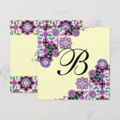 TOPKAPI BLACK WHITE DAMASK MONOGRAM roze zilver Kaart (Voorkant / Achterkant)