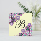 TOPKAPI BLACK WHITE DAMASK MONOGRAM roze zilver Kaart (Staand voorkant)