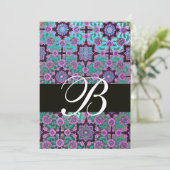 TOPKAPI BLUE BLACK DAMASK MONOGRAM roze groen Kaart (Staand voorkant)