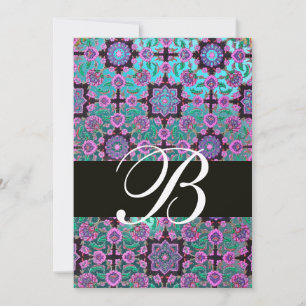 TOPKAPI BLUE BLACK DAMASK MONOGRAM roze groen Kaart
