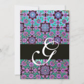 TOPKAPI BLUE BLACK DAMASK MONOGRAM roze groen Kaart (Voorkant)