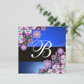 TOPKAPI BLUE BLACK DAMASK MONOGRAM roze paars Kaart (Staand voorkant)