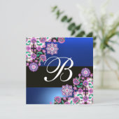 TOPKAPI BLUE BLACK DAMASK MONOGRAM wit Kaart (Staand voorkant)
