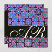 TOPKAPI BLUE BLACK PINK DAMASK MONOGRAM green Kaart (Voorkant / Achterkant)